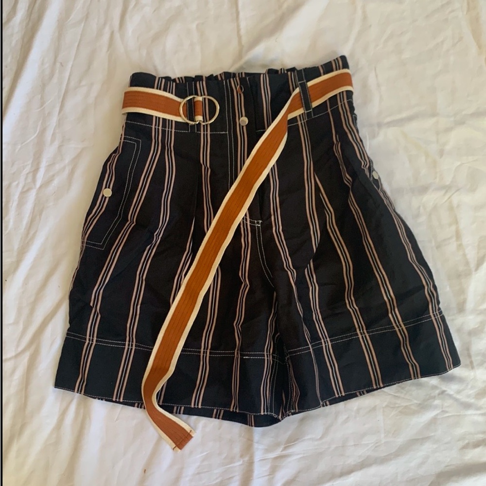 Lee Matthew’s Striped Blue Shorts with Belt